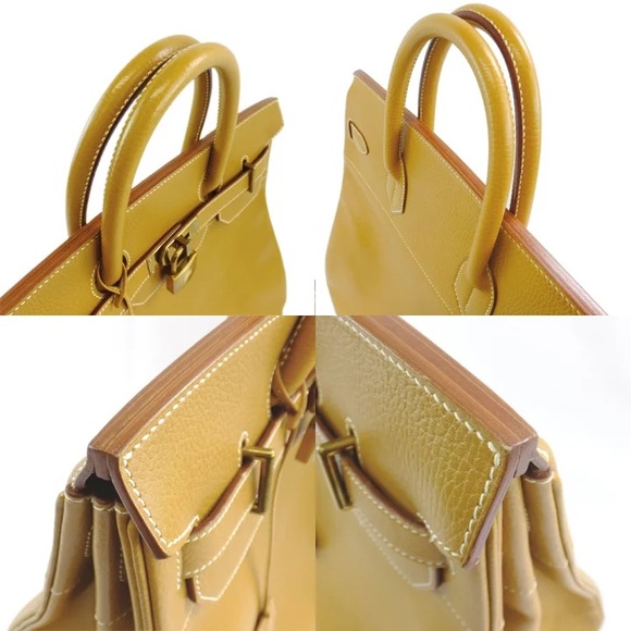 Authentic HERMES HAC Haut a Courroies Birkin natural gold brown travel tote - Picture 6 of 11